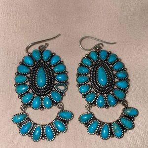 Real Navajo Turquoise Sterling silver earring #turquoise